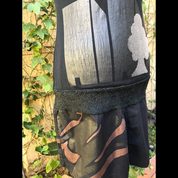 CUSTO of BARCELONA Artsy, Graphic, Black & Metallic DYNAMIC Dress Sz. M - Picture 5 of 5